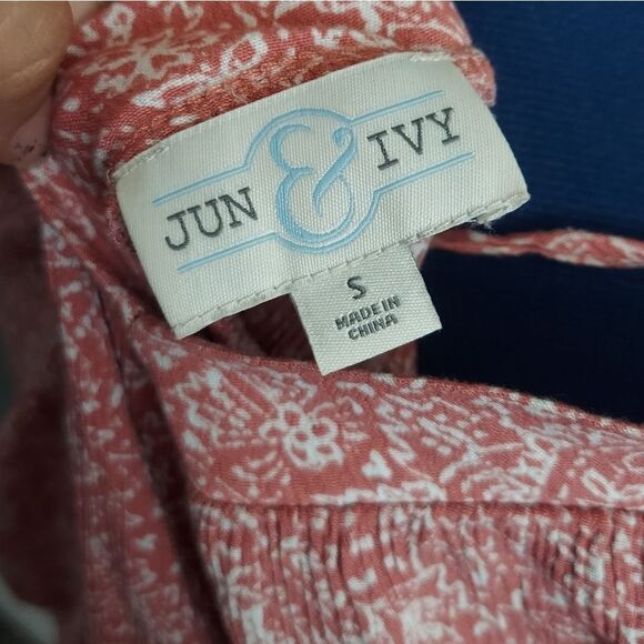 Jun & Ivy Square Neck Tie Back Mini Dress Pink Paisley Women's Small - Picture 6 of 6